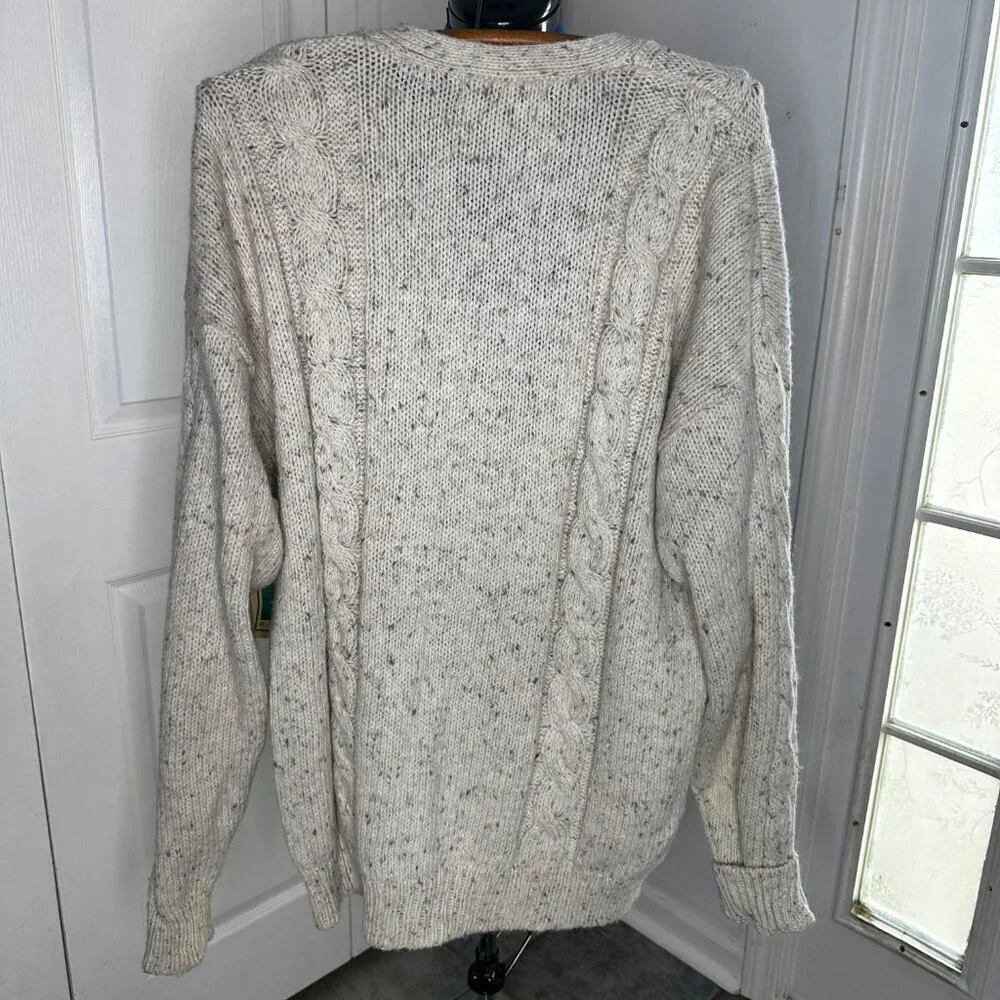 NWT Claybrooke Outdoors Knitted Speckled Cream Cardigan Size Large Fisherman